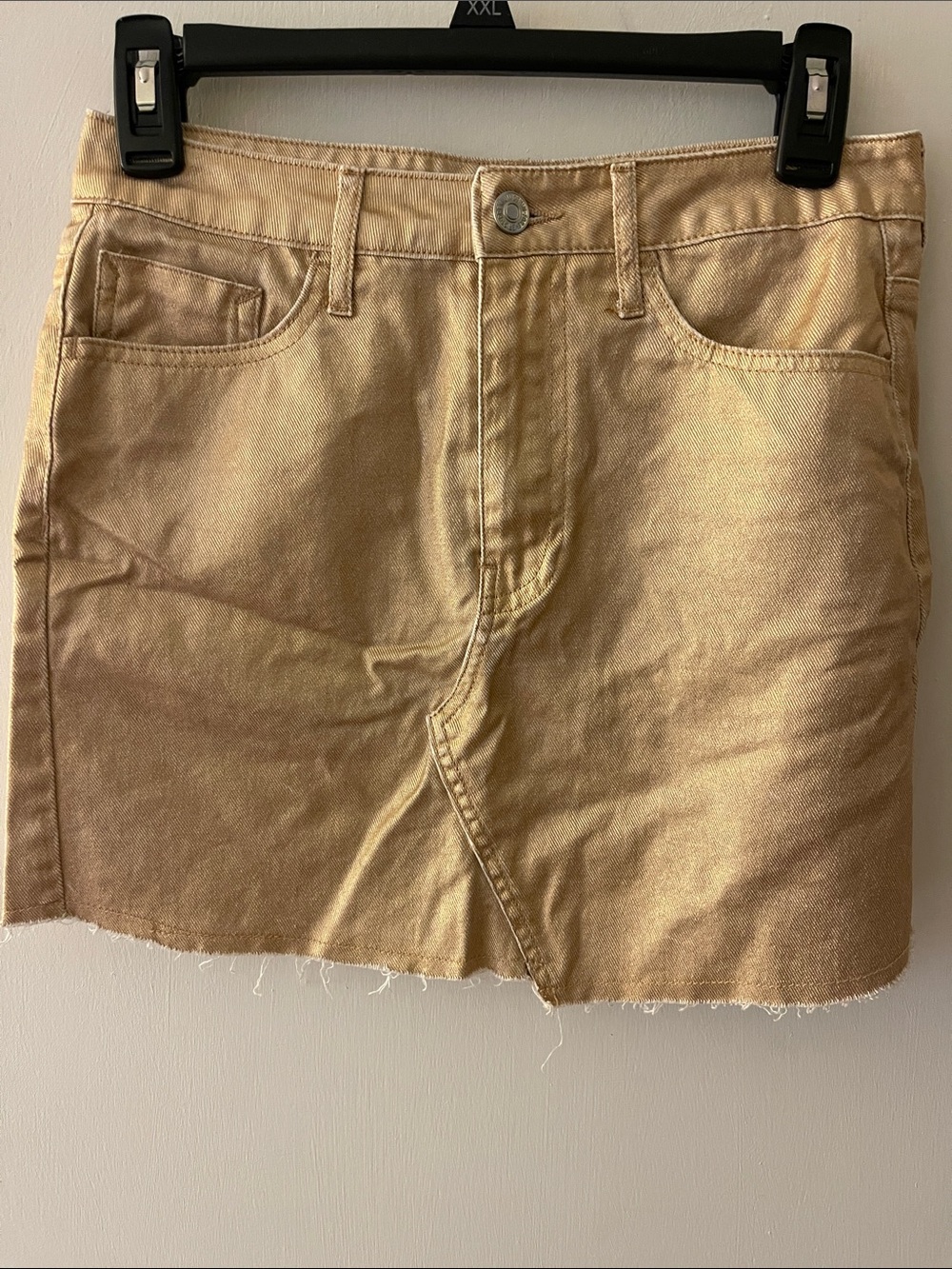 Forever 21 Metallic Gold Denim Mini Skirt